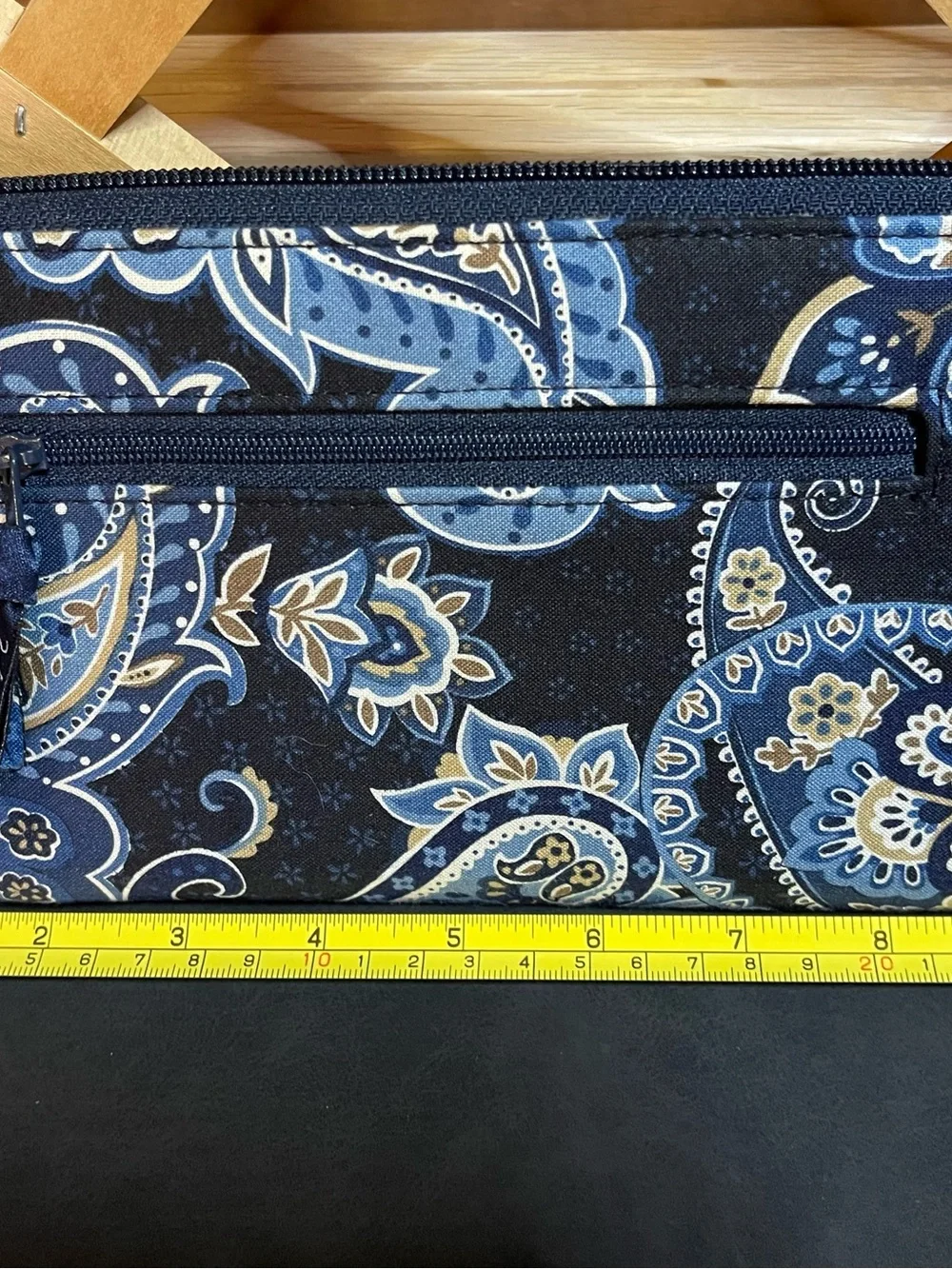 Vera Bradley Blue Paisley Zip-Around Cotton Wallet - Multi Purpose Organizer